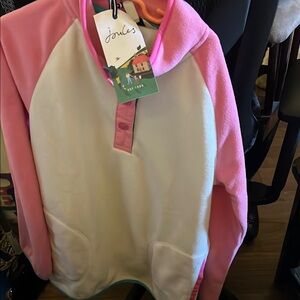Joules Pink and Cream Kids Cowl Neck Sweater